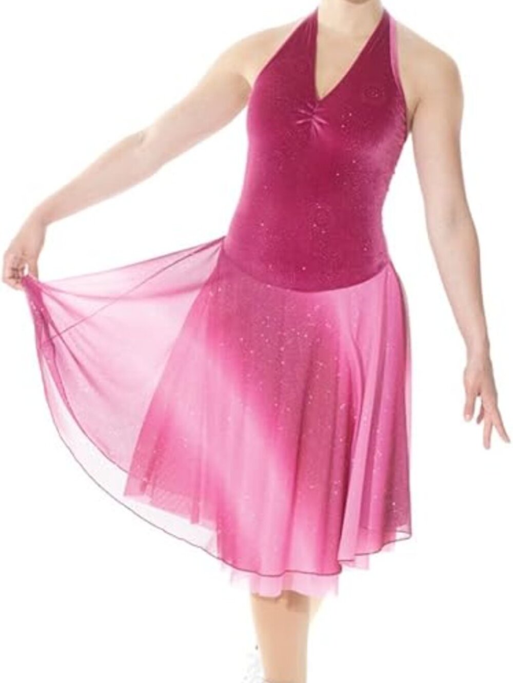 Mondor 12919 dance figure skating dress NWT show competition raspberry 10-12 kid